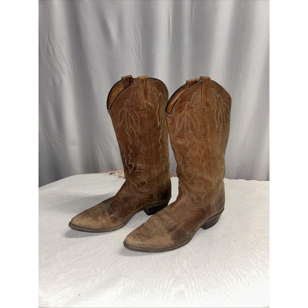 Rare Vintage Dan Post Women's Cowboy Boots US Size 7 Brown Tan